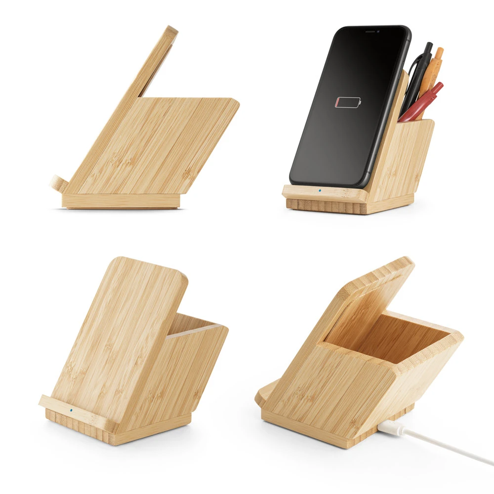 carregador-sem-fio-personalizado-de-mesa-em-bambu-com-porta-canetas-e-suporte-de-celular.webp